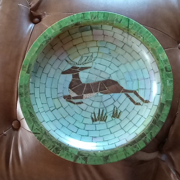 Waverly mid century modern melamine leaping deer platter,13 in. Platter - Picture 3 of 6